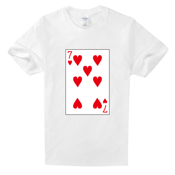 扑克牌红桃7舒适白色t恤