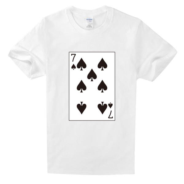 扑克牌黑桃7舒适白色t恤