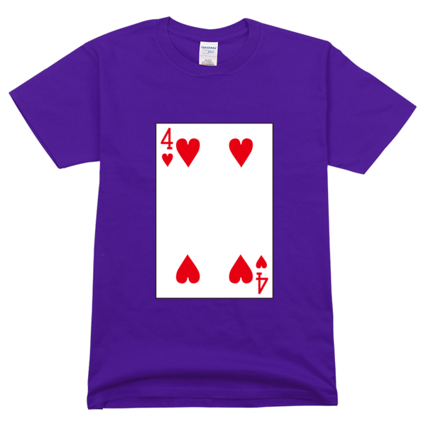 扑克牌红桃4高档彩色t恤