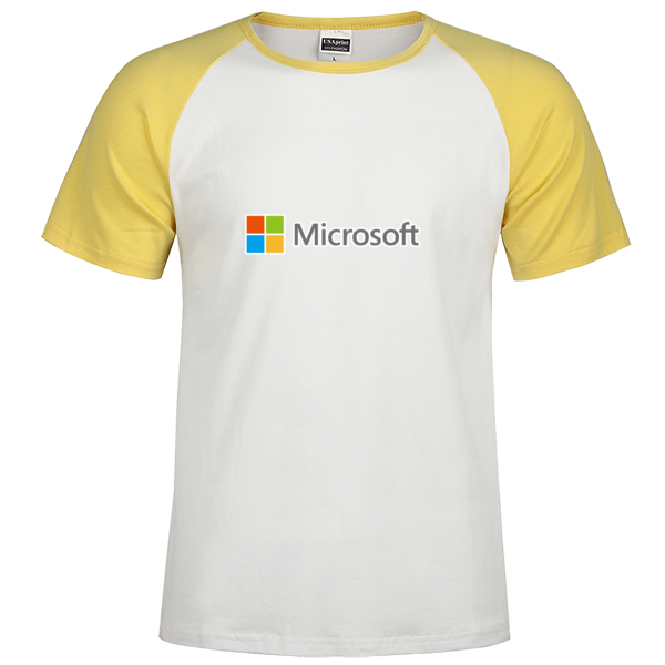 知名商标微软时尚插肩纯棉短袖t恤男款
