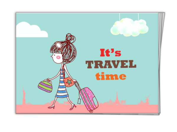 旅行时间-热爱旅行者-外出游玩照片-清新可爱插画-内有各国景点-简洁