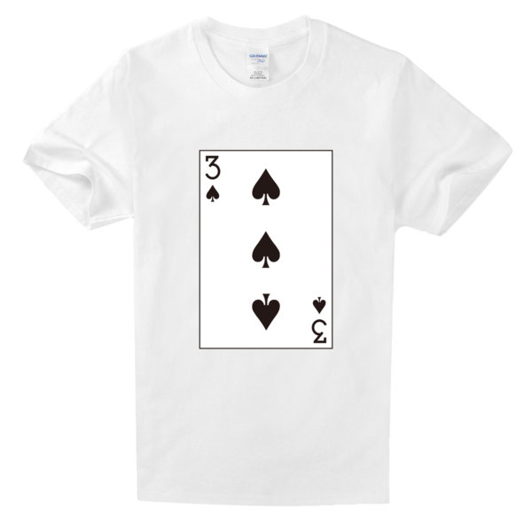 扑克牌黑桃3舒适白色t恤-空白t恤图案设计_世纪开元